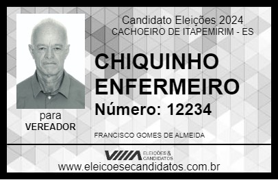 Candidato CHIQUINHO ENFERMEIRO 2024 - CACHOEIRO DE ITAPEMIRIM - Eleições