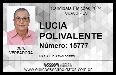 Candidato LUCIA POLIVALENTE 2024 - GUAÇUÍ - Eleições