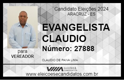 Candidato EVANGELISTA CLAUDIO 2024 - ARACRUZ - Eleições