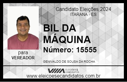 Candidato BIL DA MÁQUINA 2024 - ITARANA - Eleições