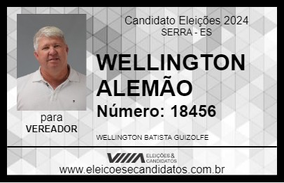 Candidato WELLINGTON ALEMÃO 2024 - SERRA - Eleições