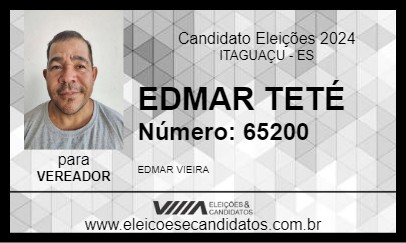 Candidato EDMAR TETÉ 2024 - ITAGUAÇU - Eleições