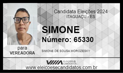 Candidato SIMONE 2024 - ITAGUAÇU - Eleições