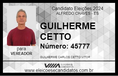 Candidato GUILHERME CETTO 2024 - ALFREDO CHAVES - Eleições