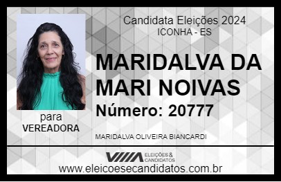 Candidato MARIDALVA DA MARI NOIVAS 2024 - ICONHA - Eleições