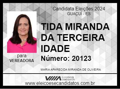 Candidato TIDA MIRANDA DA TERCEIRA IDADE 2024 - GUAÇUÍ - Eleições