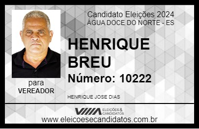 Candidato HENRIQUE BREU 2024 - ÁGUA DOCE DO NORTE - Eleições