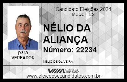 Candidato NÉLIO DA ALIANÇA 2024 - MUQUI - Eleições