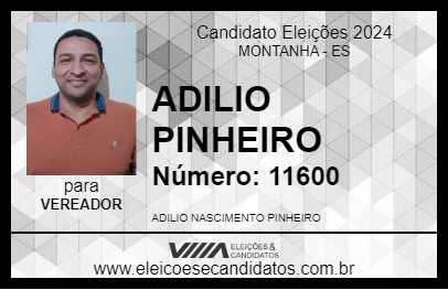 Candidato ADILIO PINHEIRO 2024 - MONTANHA - Eleições