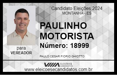 Candidato PAULINHO MOTORISTA 2024 - MONTANHA - Eleições