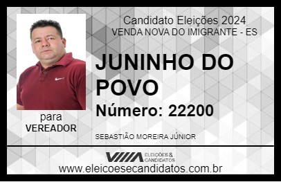 Candidato JUNINHO DO POVO 2024 - VENDA NOVA DO IMIGRANTE - Eleições