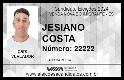 Candidato JESIANO COSTA 2024 - VENDA NOVA DO IMIGRANTE - Eleições