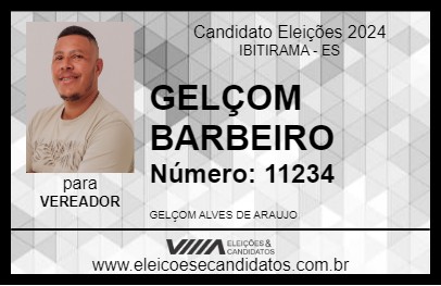 Candidato GELÇOM DA BARBEARIA 2024 - IBITIRAMA - Eleições