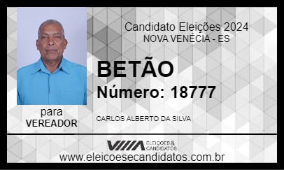 Candidato BETÃO 2024 - NOVA VENÉCIA - Eleições