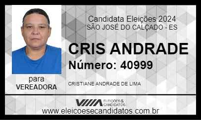 Candidato CRIS ANDRADE 2024 - SÃO JOSÉ DO CALÇADO - Eleições