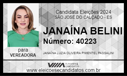 Candidato JANAINA BELINE 2024 - SÃO JOSÉ DO CALÇADO - Eleições