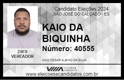 Candidato KAIO DA BIQUINHA 2024 - SÃO JOSÉ DO CALÇADO - Eleições