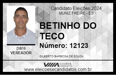 Candidato BETINHO DO TECO 2024 - MUNIZ FREIRE - Eleições