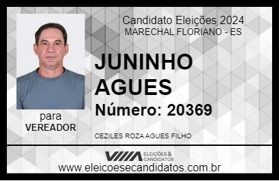 Candidato JUNINHO AGUES 2024 - MARECHAL FLORIANO - Eleições