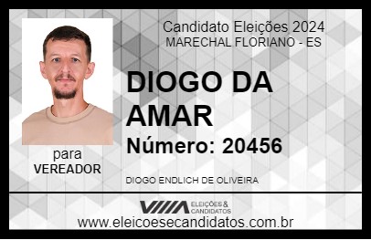 Candidato DIOGO DA AMAR 2024 - MARECHAL FLORIANO - Eleições