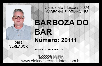 Candidato BARBOZA DO BAR 2024 - MARECHAL FLORIANO - Eleições