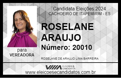 Candidato ROSELANE ARAUJO 2024 - CACHOEIRO DE ITAPEMIRIM - Eleições