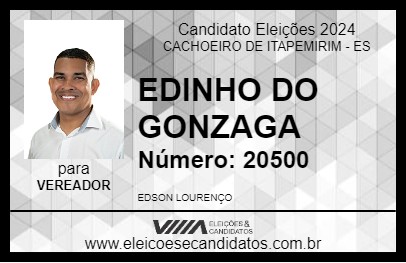 Candidato EDINHO DO GONZAGA 2024 - CACHOEIRO DE ITAPEMIRIM - Eleições