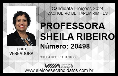 Candidato PROFESSORA SHEILA RIBEIRO 2024 - CACHOEIRO DE ITAPEMIRIM - Eleições