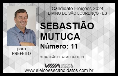 Candidato SEBASTIÃO MUTUCA 2024 - DIVINO DE SÃO LOURENÇO - Eleições