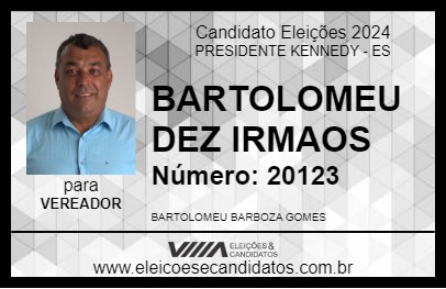 Candidato BARTOLOMEU DEZ IRMAOS 2024 - PRESIDENTE KENNEDY - Eleições