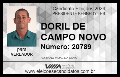 Candidato DORIL DE CAMPO NOVO 2024 - PRESIDENTE KENNEDY - Eleições