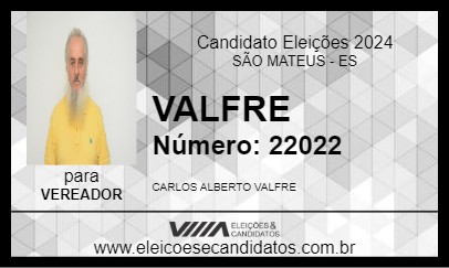 Candidato VALFRE 2024 - SÃO MATEUS - Eleições