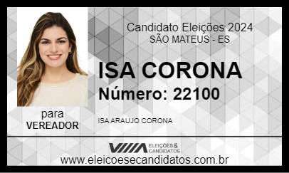 Candidato ISA CORONA 2024 - SÃO MATEUS - Eleições