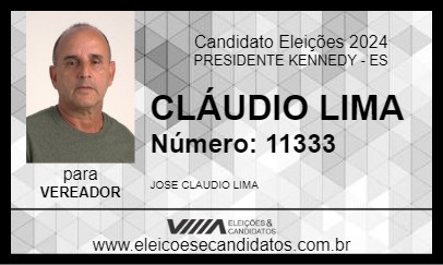 Candidato CLÁUDIO LIMA 2024 - PRESIDENTE KENNEDY - Eleições