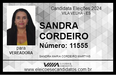 Candidato SANDRA CORDEIRO 2024 - VILA VELHA - Eleições