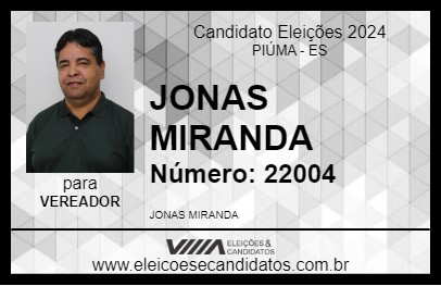 Candidato JONAS MIRANDA 2024 - PIÚMA - Eleições