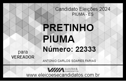 Candidato PRETINHO PIUMA 2024 - PIÚMA - Eleições