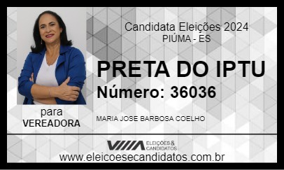 Candidato PRETA DO IPTU 2024 - PIÚMA - Eleições