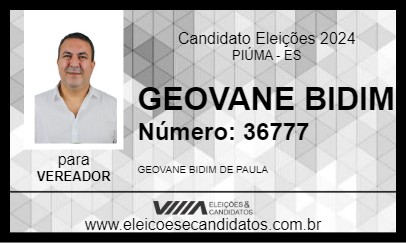 Candidato GEOVANE BIDIM 2024 - PIÚMA - Eleições