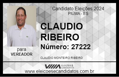 Candidato CLAUDIO RIBEIRO 2024 - PIÚMA - Eleições