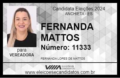 Candidato FERNANDA MATTOS 2024 - ANCHIETA - Eleições