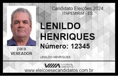 Candidato LENILDO HENRIQUES 2024 - ITAPEMIRIM - Eleições