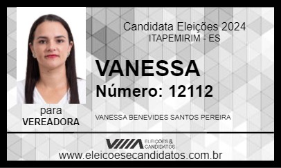 Candidato VANESSA 2024 - ITAPEMIRIM - Eleições