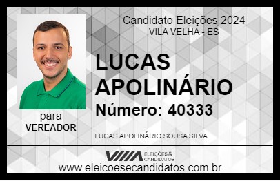 Candidato LUCAS APOLINÁRIO 2024 - VILA VELHA - Eleições