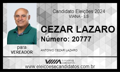 Candidato CEZAR LAZARO 2024 - VIANA - Eleições