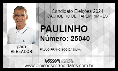 Candidato PAULINHO 2024 - CACHOEIRO DE ITAPEMIRIM - Eleições