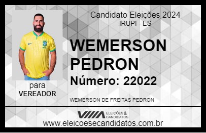 Candidato WEMERSON PEDRON 2024 - IRUPI - Eleições