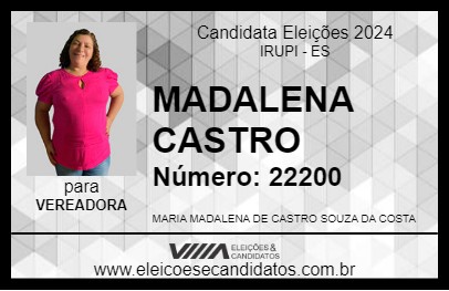 Candidato MADALENA CASTRO 2024 - IRUPI - Eleições