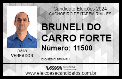 Candidato BRUNELI DO CARRO FORTE 2024 - CACHOEIRO DE ITAPEMIRIM - Eleições