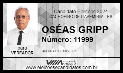 Candidato OSÉAS GRIPP 2024 - CACHOEIRO DE ITAPEMIRIM - Eleições